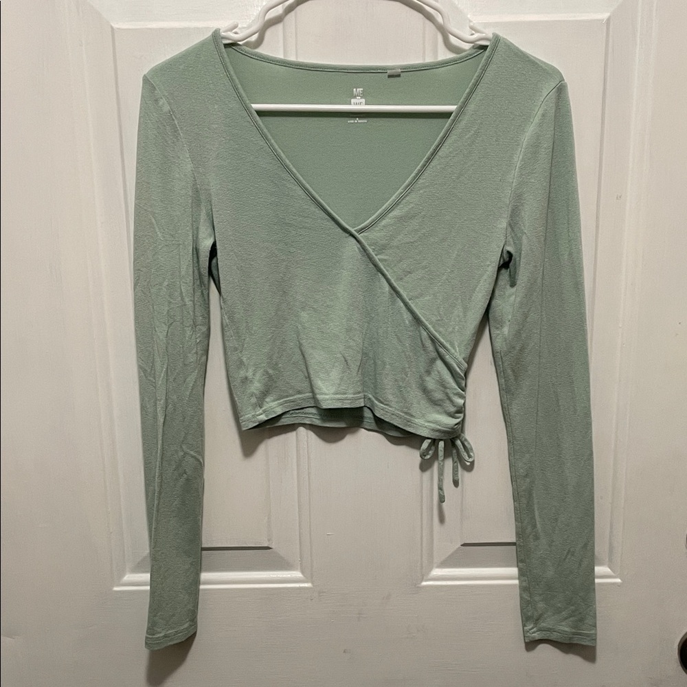 Women's Green Wrap Top